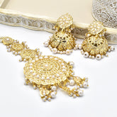 Lafiza Jadau Jhumki Earrings Tikka Set - Pearl - Th Pashm